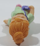 Blonde Girl In Green Dress with Purple Purse and Pink Shoes 2 1/2" Tall Toy Figure