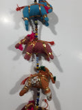 Maharaja String Beaded Colorful Indian Elephant Stuffed Animals 30" Hanging Decoration with Bell at Bottom