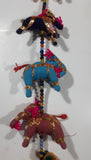 Maharaja String Beaded Colorful Indian Elephant Stuffed Animals 30" Hanging Decoration with Bell at Bottom