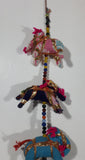 Maharaja String Beaded Colorful Indian Elephant Stuffed Animals 30" Hanging Decoration with Bell at Bottom