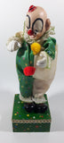 Vintage Clown Animated Wind Up Music Box 12 1/4" Tall Moving Porcelain Doll