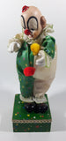 Vintage Clown Animated Wind Up Music Box 12 1/4" Tall Moving Porcelain Doll