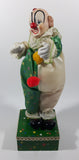 Vintage Clown Animated Wind Up Music Box 12 1/4" Tall Moving Porcelain Doll