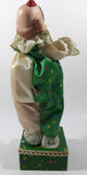 Vintage Clown Animated Wind Up Music Box 12 1/4" Tall Moving Porcelain Doll