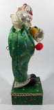 Vintage Clown Animated Wind Up Music Box 12 1/4" Tall Moving Porcelain Doll