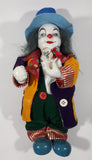 Vintage Clown Animated Wind Up Music Box 12 1/4" Tall Moving Porcelain Doll