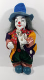 Vintage Clown Animated Wind Up Music Box 12 1/4" Tall Moving Porcelain Doll