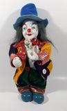Vintage Clown Animated Wind Up Music Box 12 1/4" Tall Moving Porcelain Doll