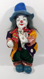 Vintage Clown Animated Wind Up Music Box 12 1/4" Tall Moving Porcelain Doll