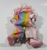 Vintage Clown with Pink and Rainbow Costume 9" Tall Porcelain Doll