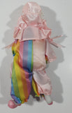 Vintage Clown with Pink and Rainbow Costume 9" Tall Porcelain Doll