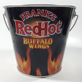 Rare 2006 Reckitt Benckiser Frank's Red Hot Buffalo Wings Black with Flames 4 3/4" Tall Metal Pail Bucket