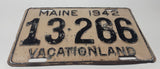1942 Maine Vacationland Metal Vehicle License Plate Tag 13 266