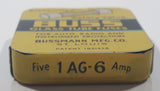 Vintage BUSS Glass Tube Fuses 1 AG-6 Amp Small Tin with 5 New Fuses