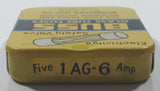 Vintage BUSS Glass Tube Fuses 1 AG-6 Amp Small Tin with 5 New Fuses
