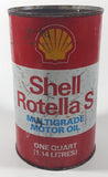 Vintage Shell Rotella S Multigrade Motor Oil 6 1/2" Tall One Quart 1.14 Litres Metal Oil Can
