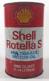 Vintage Shell Rotella S Multigrade Motor Oil 6 1/2" Tall One Quart 1.14 Litres Metal Oil Can