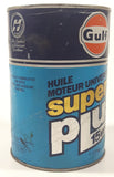 Vintage Gulf Super Plus 15w40 Universal Motor Oil 5 3/4" Tall 1 Litre Cardboard and Metal Oil Can