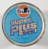 Vintage Gulf Super Plus 15w40 Universal Motor Oil 5 3/4" Tall 1 Litre Cardboard and Metal Oil Can