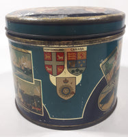 Antique Huntley and Palmers Balmoral Biscuits 1937 Coronation King George VI Queen Elizabeth The Queen Mother Tall Tin Metal Container