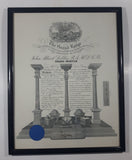 Antique 1941 Mason's of Canada The Grand Lodge Ontario John Albert Dobbie Grand Master 15" x 19" Wood Framed Certificate Signed