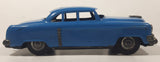 Vintage 1950s SSS Japan Blue Car and Silver Camper Trailer Pressed Steel Friction Toy Car Vehicle