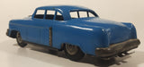 Vintage 1950s SSS Japan Blue Car and Silver Camper Trailer Pressed Steel Friction Toy Car Vehicle