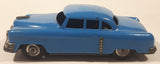 Vintage 1950s SSS Japan Blue Car and Silver Camper Trailer Pressed Steel Friction Toy Car Vehicle