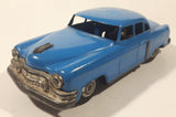 Vintage 1950s SSS Japan Blue Car and Silver Camper Trailer Pressed Steel Friction Toy Car Vehicle