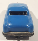 Vintage 1950s SSS Japan Blue Car and Silver Camper Trailer Pressed Steel Friction Toy Car Vehicle