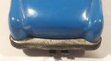 Vintage 1950s SSS Japan Blue Car and Silver Camper Trailer Pressed Steel Friction Toy Car Vehicle