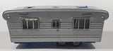 Vintage 1950s SSS Japan Blue Car and Silver Camper Trailer Pressed Steel Friction Toy Car Vehicle
