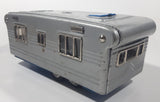 Vintage 1950s SSS Japan Blue Car and Silver Camper Trailer Pressed Steel Friction Toy Car Vehicle