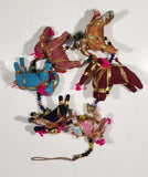 Maharaja String Beaded Colorful Indian Elephant Stuffed Animals 30" Hanging Decoration with Bell at Bottom