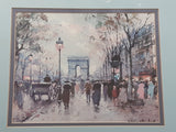 Vintage 1950s Antoine Blanchard French Artist Champs Elysees 14" x 17" Framed Painting Print Numbered 102