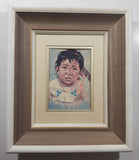 Vintage 1963 Dorothy M. Oxborough First Nations Native Child 12 1/2" x 14 1/2" Framed Pastel Litho Print