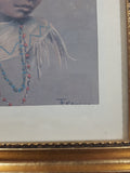 Vintage Dorothy Francis First Nations Native Child 9 3/4" x 11 3/4" Framed Painting Print