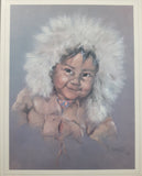 Vintage 1964 Dorothy M. Oxborough First Nations Native Child 12 1/2" x 14 1/2" Framed Pastel Matte Print