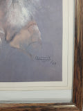 Vintage 1964 Dorothy M. Oxborough First Nations Native Child 12 1/2" x 14 1/2" Framed Pastel Matte Print