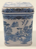 Grumbridge, Bedford, England Blue Willow Pattern 3 1/8" Tall Metal Tea Tin Container
