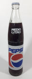 Vintage Pepsi Cola Mexico Medio Litro 500mL 11" Tall Glass Bottle with Looney Tunes Porky Pig Cap Still Full