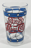 Vintage Pepsi Blue and Red Stained Glass Style 5" Tall Glass Cup