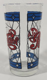 Vintage Pepsi Blue and Red Stained Glass Style 5" Tall Glass Cup