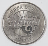 2001 2002 Budweiser NFL Football Super Bowl World Champions St. Louis Rams XXXIV 1 3/8" Diameter Metal Coin Token