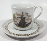 Vintage Schwarzenhammer Porzellan Nr. 5 Paltrokmolden Dutch Windmill Themed Porcelain Demitasse Tea Cup and Saucer Set