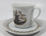 Vintage Schwarzenhammer Porzellan Nr. 5 Paltrokmolden Dutch Windmill Themed Porcelain Demitasse Tea Cup and Saucer Set