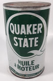 Vintage Quaker State S.A.E. 10W Motor Oil 1 Imperial Quart 1.14 Litres Metal Can FULL Burlington, Ontario
