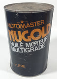 Vintage 1970s Canadian Tire Motomaster Nugold SAE 10W-30 Multigrade Motor Oil 1 Litre Metal Can Partially FULL
