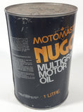 Vintage 1970s Canadian Tire Motomaster Nugold SAE 10W-30 Multigrade Motor Oil 1 Litre Metal Can Partially FULL