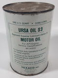 Vintage 1960s Texaco URSA S3 SAE 40 Motor Oil One U.S. Quart 0.946 Litres Metal Can STILL FULL